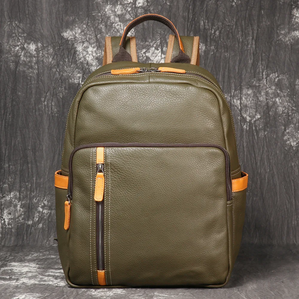 Sac à dos de voyage en cuir véritable pour hommes, sac à dos de loisirs pour adolescents, sac d'école pour ordinateur portable de 15 pouces, Leathfocus