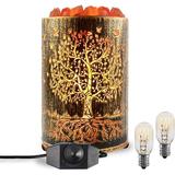 Himalayan Salt Rock Lamp with Dimmer Switch - Tree of Life Salt Basket Lamp for Retro Decor and Salt Crystal Desk Light with 15W Replacement Bulbs