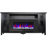 Hanover Glenwood Electric Fireplace Heater with 59-In. White TV Stand Deep Log Display Multi-color Flames and Remote