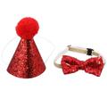 1 Set Dog Christmas Costume Xmas Headband and Tie Set Wearable Accessory (Red)