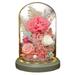 Real Carnation Flower in Glass Dome And Wooden Base Unique Gift Valentine s Day Thanksgiving Xmas