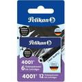 Pelikan 4001 TP/6 Ink Cartridges for Fountain Pens Brilliant Black 0.8ml 12 Pack (330803)