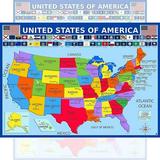 United States Map with State Flags Poster - Laminated 14x19.5 in. - Educational Poster USA Map for Kids Elementary Classroom Decorations and Teacher Supplies