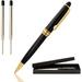 Candumy Black Ballpoint Pen Set for Men Stainless Steel Fancy pens Twist to Open Retractable Classic Executive Business Pens with Medium 1.0mm Black Ink - 2Pack(2Pen 4Refills)