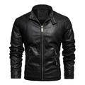 HSMQHJWE Rain Coats For Men Mountaineering Mens Leather Jackets Autumn And Winter Pu Leather Jacket Stand Collar With Velvet And Thick Motorcycle Coat Mens Lumber Coats