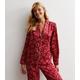 Red Satin Revere Pyjama Set with Star Print New Look