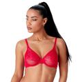 Gossard Womens 13001 Glossies Lace Sheer Bra - Red Elastane - Size 36B