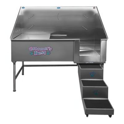 Groomer's Best GB48EL-GR Elite 48" Gray Bathing Tub with Right Drain and Left Ramp