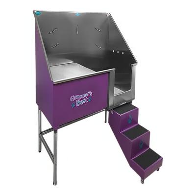 Groomer's Best GB58EL-PURCR Elite 58" Purple Bathing Tub with Center Drain and Right Ramp