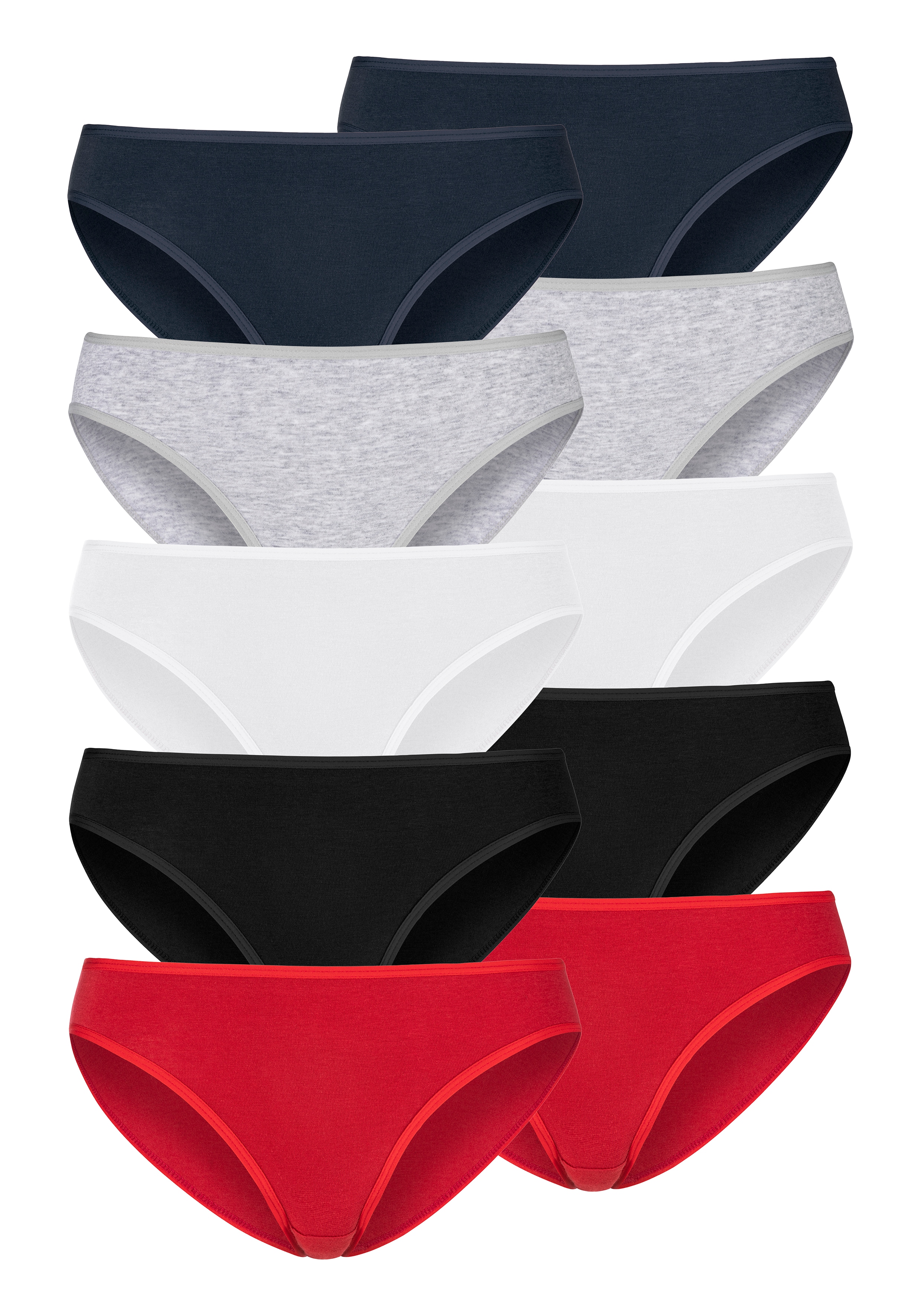 Bikinislip PETITE FLEUR, Damen, Gr. 44/46, bunt (rot, schwarz, weiß, grau, meliert, navy), Single Jersey, Obermaterial: 95% Baumwolle, 5% Elasthan, unifarben, körpernah, Unterhosen, aus elastischer Baumwolle Image