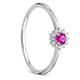 Orovi Woman Solitaire Engagement Ring 9 ct / 375 White Gold With Diamonds Brilliant Cut 0.05 ct and Ruby 0.13 ct