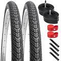 YunSCM 2 Pack 28 Inch Bicycle Tyres 28 x 1.50 700 x 38C Sheath 38-622 Plus 2 Pack 700C Inner Tube 700 x 35/43c FV48 mm Presta Valve Compatible Bike 700 x 38C 40-622 700 x 40C Bicycle 28 Inch Tyre Tube