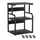 URLINE Large Printer Stand with 3-Tier Wood Storage Shelves -Multi-Purpose Desk Organizer- for Printer Scanner Fax Home Office Use with Wheels (Black) (PS-05-3-Black)