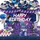 218 PCs Galaxy Party Decorations, Fiesec Starry Night Outer Space Birthday Supplies Backdrop Balloon Garland Banner Tablecloth Cake Cupcake Topper Plate Napkin Cup Straw Knife Fork Spoon Star Planet