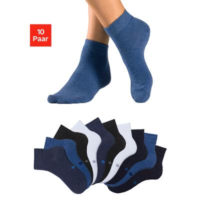 Kurzsocken H.I.S, Damen, Gr. 39-42, blau (2x schwarz, 2x blau, 2x blau meliert, 2x jeans meliert, 2x weiß), Baumwollmischung, unifarben, elastisch, Socken, mit eingestrickten Symbolen Image