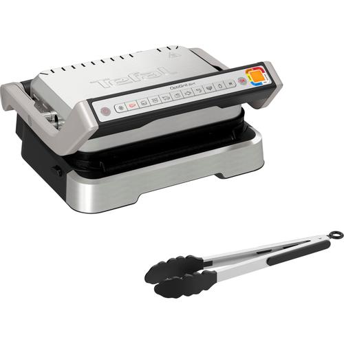 „Kontaktgrill TEFAL „“GC773D OptiGrill 2-in-1 mit Grillzange““ Kontaktgrill_Standgrill_Tischgrill_Teppanyakigrill grau (edelstahlfarben) Kontaktgrills Neu 2in1 Grillen und BBQ, 2 Zusatzprogramme, inkl. Rezeptbuch“