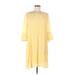 Naif Casual Dress - Shift Off The Shoulder 3/4 sleeves: Yellow Solid Dresses - Women's Size Medium