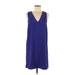 Everly Casual Dress - Mini V Neck Sleeveless: Blue Print Dresses - Women's Size Medium