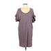 Current/Elliott Casual Dress - Shift Scoop Neck Short sleeves: Gray Solid Dresses - Women's Size Medium