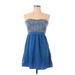 O'Neill Casual Dress - A-Line Strapless Sleeveless: Blue Dresses - Women's Size Large