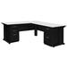 Inbox Zero Fusion L Shaped Desk w/ Double Pedestal Drawer Unit Wood/Metal in Black | 29 H x 72 W x 72 D in | Wayfair