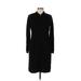 Calvin Klein Casual Dress - Sheath High Neck Long sleeves: Black Print Dresses - Women's Size Large