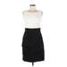 Connected Apparel Cocktail Dress - Sheath Scoop Neck Sleeveless: Black Color Block Dresses - Women's Size 8 Petite