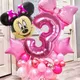 1set Disney Theme Party Minnie Mouse Head Foil Balloons 30inch Number Balloons Girl's Birthday Baby