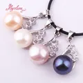 10mm Natural Round Freshwater Pearl Beads White Tibetan Silver Fashion Pendant 1 Pcs 20mm For Women