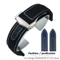 19mm 20mm Nylon Canvas Watch Strap For Omega Seamaster 300 AT150 Fabric Leather AQUA TERRA 150 Blue