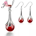 Amazing 925 Sterling Silver Shiny Crystal Red/Black Zirconia Wedding Jewelry Sets For