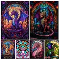 DIY 5D Diamond Painting Stained Glass Rose Dragon Fantasy Animal Full Drill Handwork Embroidery