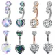 1PCS Surgical Steel Ab Crystal Belly Button Rings Zircon Heart Navel Piercing Reverse Cute Belly