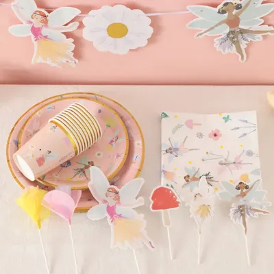 10Guests Fairy Disposabel Tableware Butterfly Goddess Plates Napkin Cups Spring Flower Princess