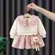 Winter girl's baby clothes dress for newborn 1st birthday lamb wool velvet thick warm floral dresses