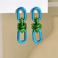 2023 Vintage Acrylic Chain Long Drop Earrings for Women Punk Metallic Green Geometric Earring Trendy