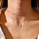 Vintage Cross Pendants Necklace for Women Gold Silver Color Multilayered Oval Beads Chain Necklace