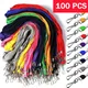 100pcs/lot Black Blue Red Green Lanyards Safety Neck Rope For Card Holder Badge Keychain ID Card