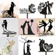 MR&MRS Acrylic Black Wedding Cake Topper Decorations Mariage Decorating Baking Tools Party