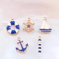 10PCS Alloy Ocean Style Lifebuoy Rudder Anchor Lighthouse Sailboat DIY Necklace Pendant Earring