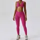 Women Yoga Clothing Sets Athletic Wear High Waist Leggings And Top Two Piece Set Seamless Gym