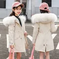 5-14 Years Teen Girls Winter Jacket Plus Velvet Warm Kids Windbreaker Coat For Girls Fur Collar