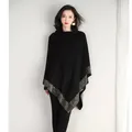 Diamond Luxury Cloak Batwing Cape Pullover Fashion Warm O Neck Loose Cloak Poncho Sweater Wool Knit