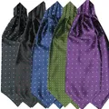 Men's Fashion Smooth Polka Dots Print Ascot Tie Neck Tie Silk Blend Scarf Cravat