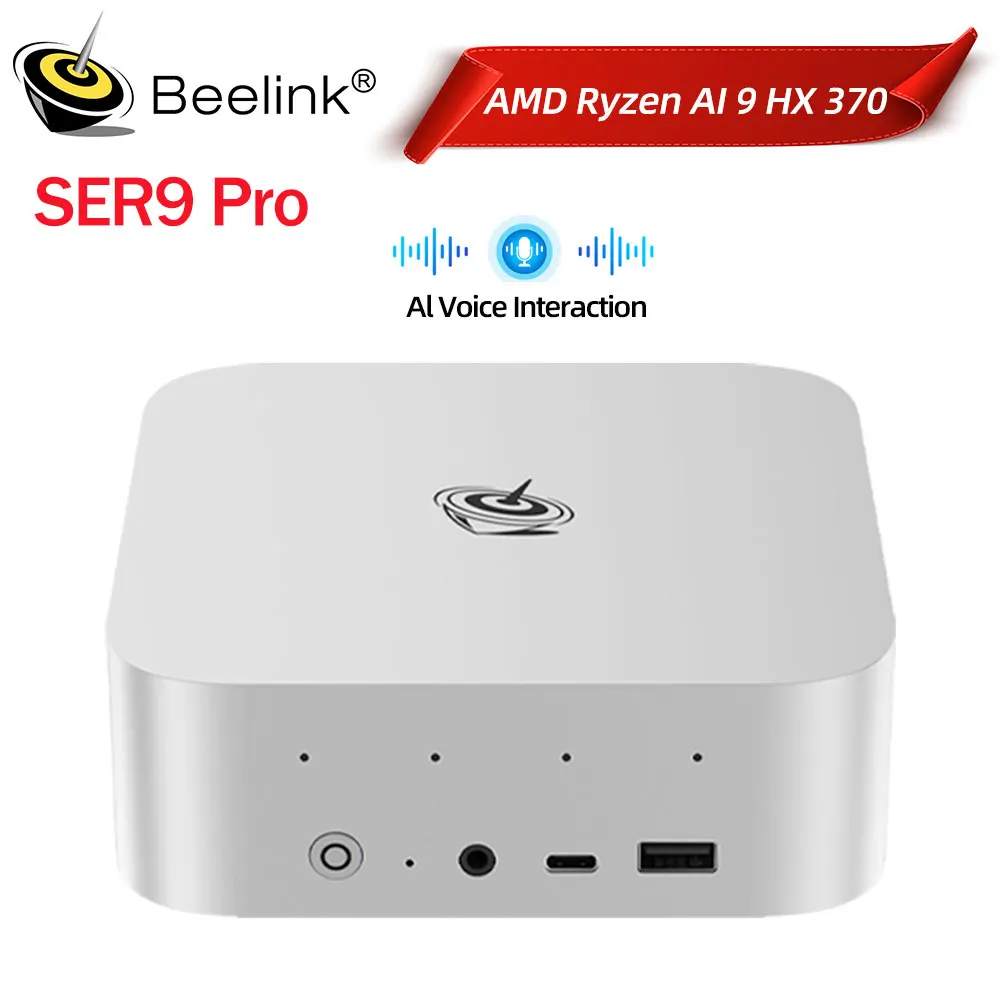 Beelink SER9 Pro AMD Ryzen AI9 HX370 Powerful AI PC 32G DDR5 1T NVME Mini Gaming PC PCIe4.0 SSD Desktop Computer VS SER8 8845HS
