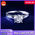 100% Certified 18K White Gold Filled Solid Silver 925 Ring 2.0ct Round Created Diamond Rings Women