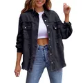 Women's Fashion Casual Ripped Distressed Denim Jacket Boyfriend Jean Coat Long Sleeve Button Down