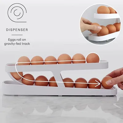 Automatic Rolling Egg Holder Rack Fridge Egg Storage Box Egg Container Kitchen Refrigerator Egg Dispenser Fridge Organizer