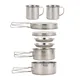 8PCS Camping Cookware Kit Portable Lightweight Stainless Steel Cooking Pot Pan Set with Plates Cups