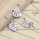 30pcs Charms Heart Made With Love 12x10mm Tibetan Bronze Silver Color Pendants Antique Jewelry